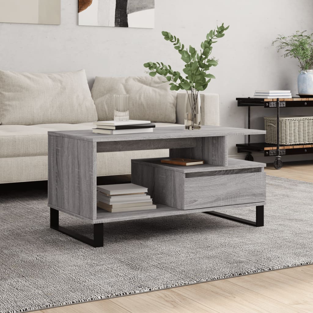 Τραπεζάκι Σαλονιού Γκρι Sonoma 90x49x45 εκ.Επεξεργασμένο Ξύλο - Pakobazaar