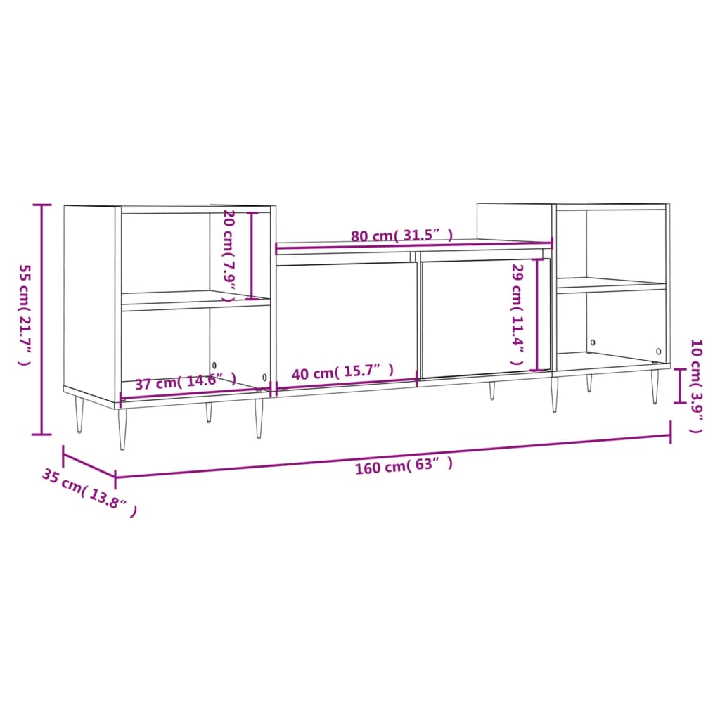 Έπιπλο Τηλεόρασης Λευκό 160 x 35 x 55 εκ. Επεξεργασμένο Ξύλο
