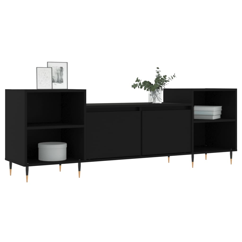 Έπιπλο Τηλεόρασης Μαύρο 160x35x55 εκ. από Επεξεργασμένο Ξύλο