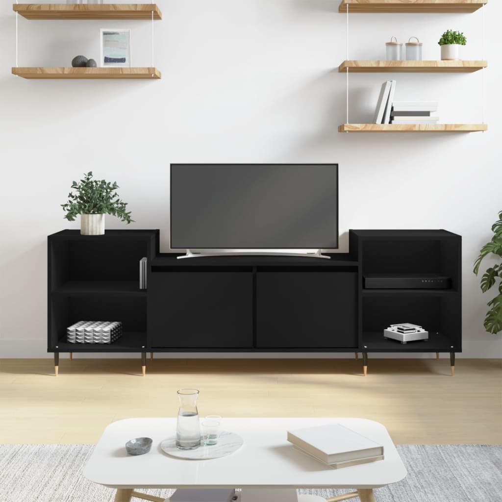 Έπιπλο Τηλεόρασης Μαύρο 160x35x55 εκ. από Επεξεργασμένο Ξύλο