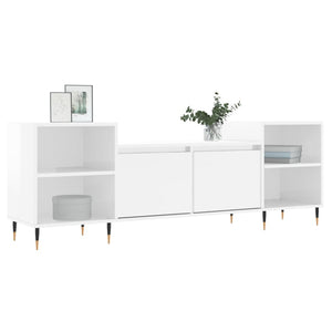 Έπιπλο Τηλεόρασης Γυαλ. Λευκό 160x35x55 εκ. Επεξεργασμένο Ξύλο - Pakobazaar
