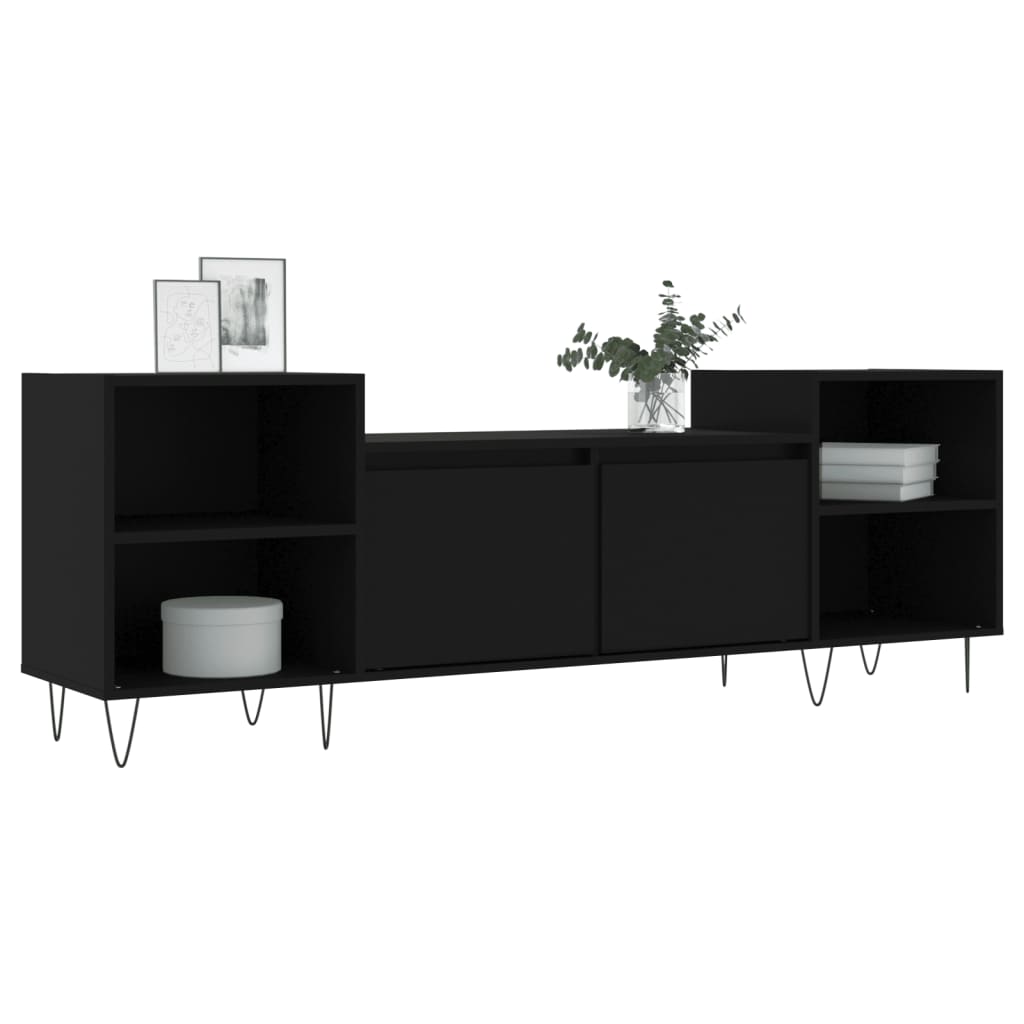 Έπιπλο Τηλεόρασης Μαύρο 160x35x55 εκ. από Επεξεργασμένο Ξύλο