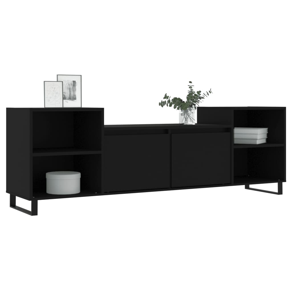 Έπιπλο Τηλεόρασης Μαύρο 160x35x55 εκ. από Επεξεργασμένο Ξύλο