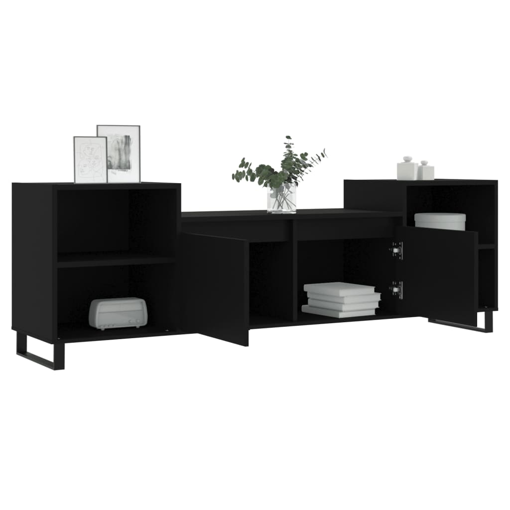 Έπιπλο Τηλεόρασης Μαύρο 160x35x55 εκ. από Επεξεργασμένο Ξύλο