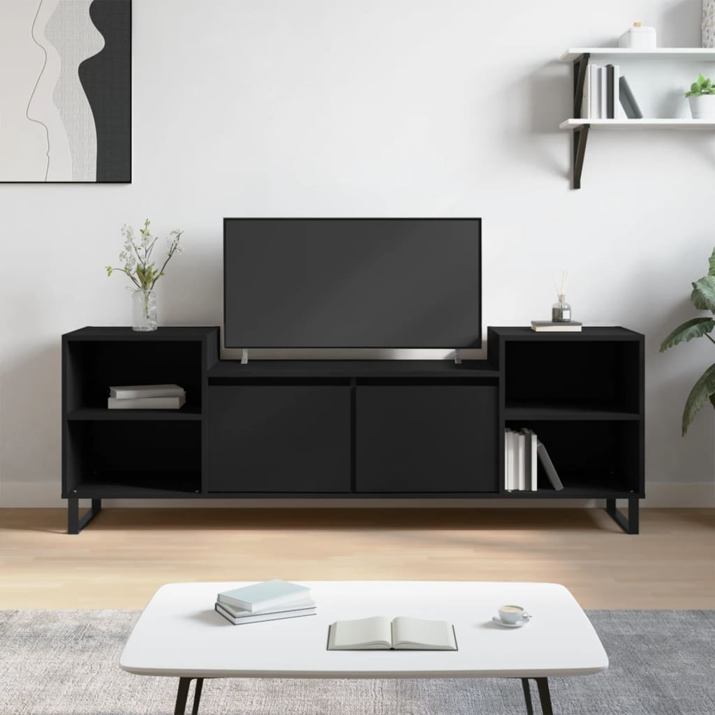 Έπιπλο Τηλεόρασης Μαύρο 160x35x55 εκ. από Επεξεργασμένο Ξύλο