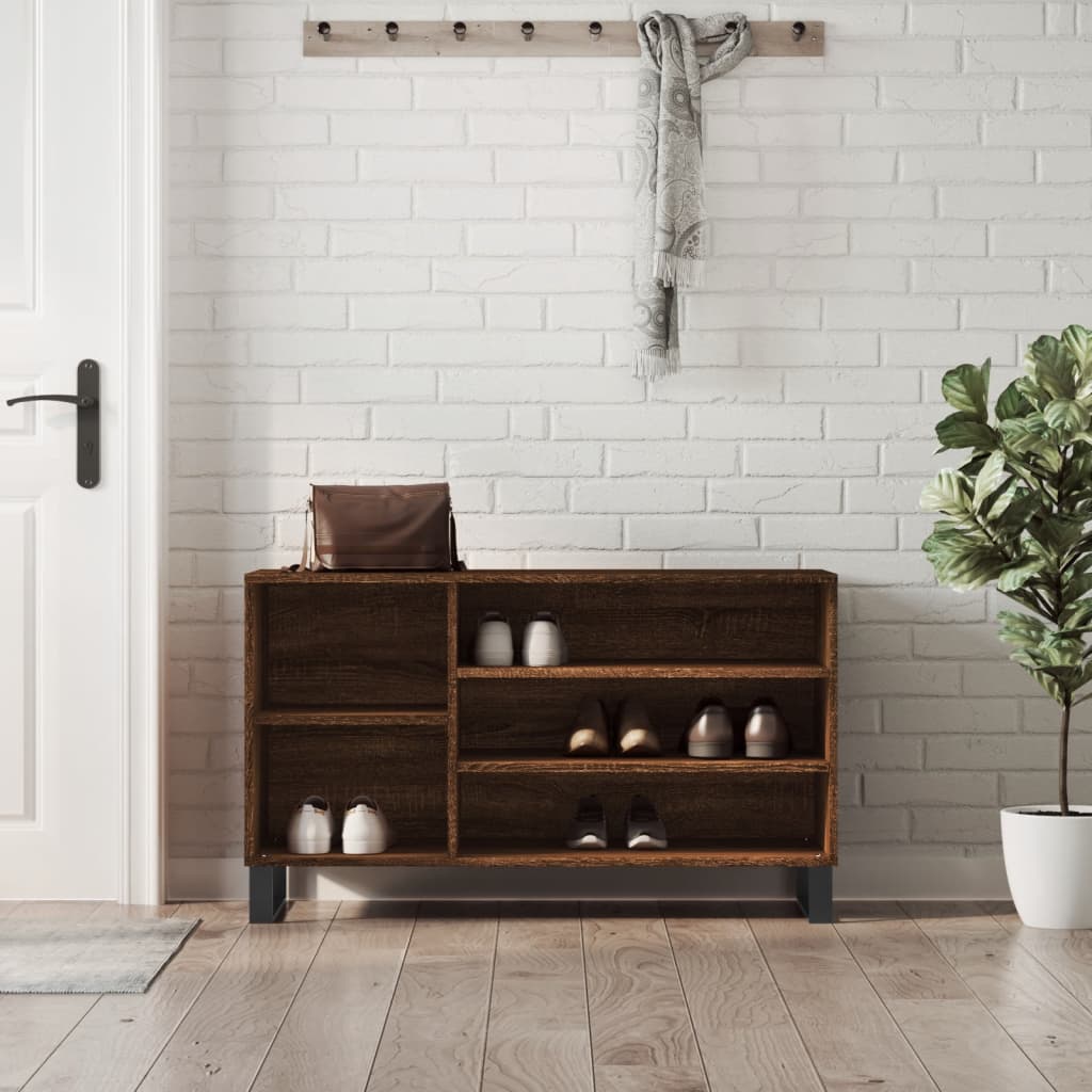 Παπουτσοθήκη Καφέ Δρυς 102x36x60 εκ. από Επεξεργασμένο Ξύλο
