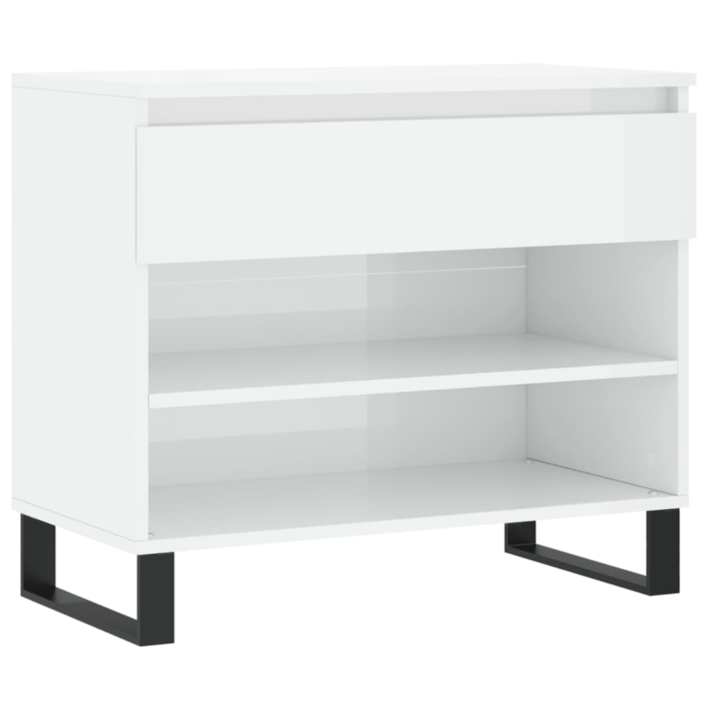 Παπουτσοθήκη Γυαλιστερή Λευκή 70x36x60 εκ. Επεξεργασμένο Ξύλο