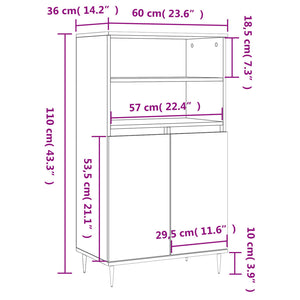 Ντουλάπι Μαύρο 60 x 36 x 110 εκ. από Επεξεργασμένο Ξύλο