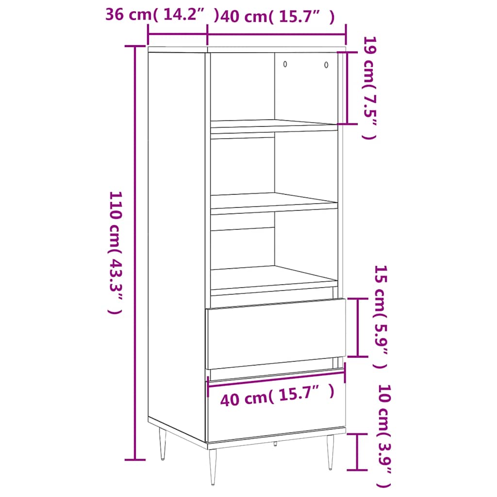 Ντουλάπι Sonoma Δρυς 40x36x110 εκ. από Επεξεργασμένο Ξύλο