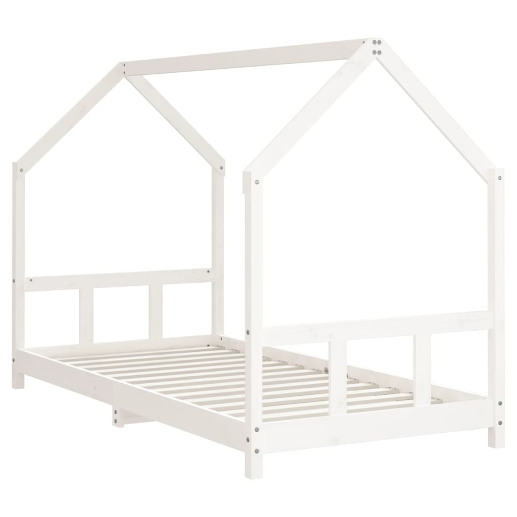 Πλαίσιο Παιδικού Κρεβατιού Λευκό 90x190εκ από Μασίφ Ξύλο Πεύκου - Pakobazaar