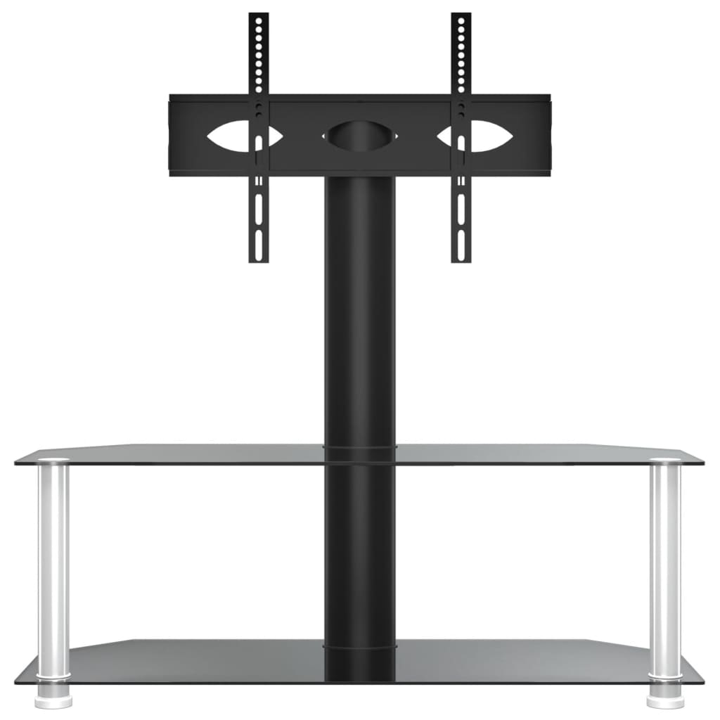 Βάση Τηλεόρασης Γωνιακή 2 Επιπέδων για 32-70 Ιντσών Μαύρη/Ασημί