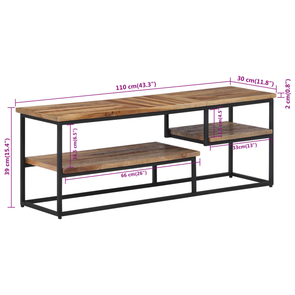 Έπιπλο Τηλεόρασης 110 x 30 x 39 εκ. από Μασίφ Ανακυκλωμένο Teak