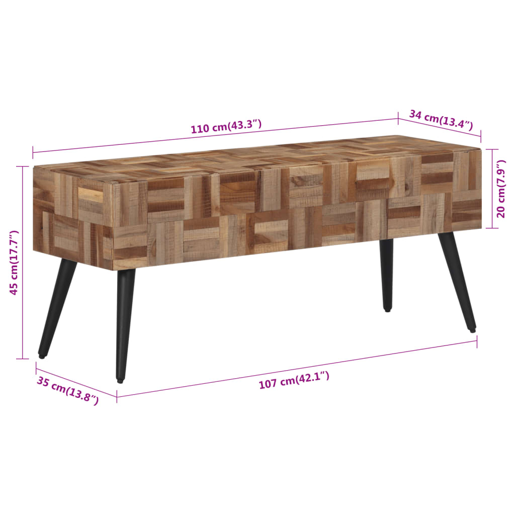 Πάγκος 110 x 35 x 45 εκ. από Μασίφ Ανακυκλωμένο Teak