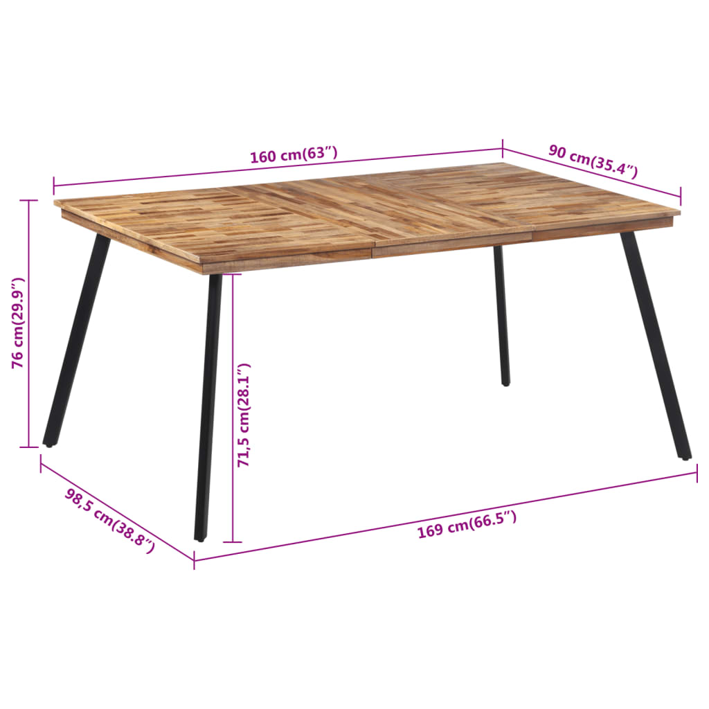Τραπεζαρία 169 x 98,5 x 76 εκ. από Μασίφ Ξύλο Teak