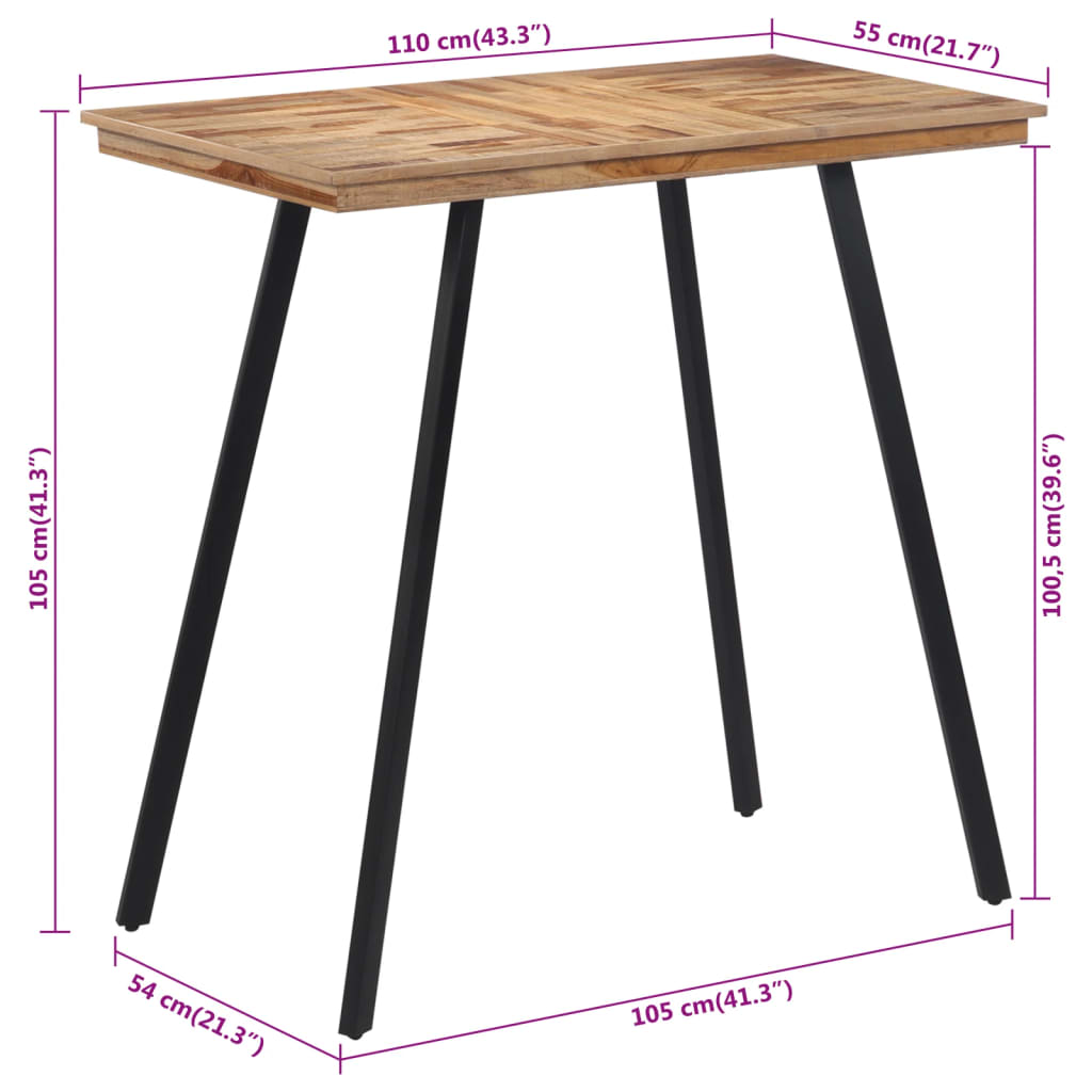 Τραπέζι Μπαρ 110 x 55 x 105 εκ. από Μασίφ Ξύλο Teak