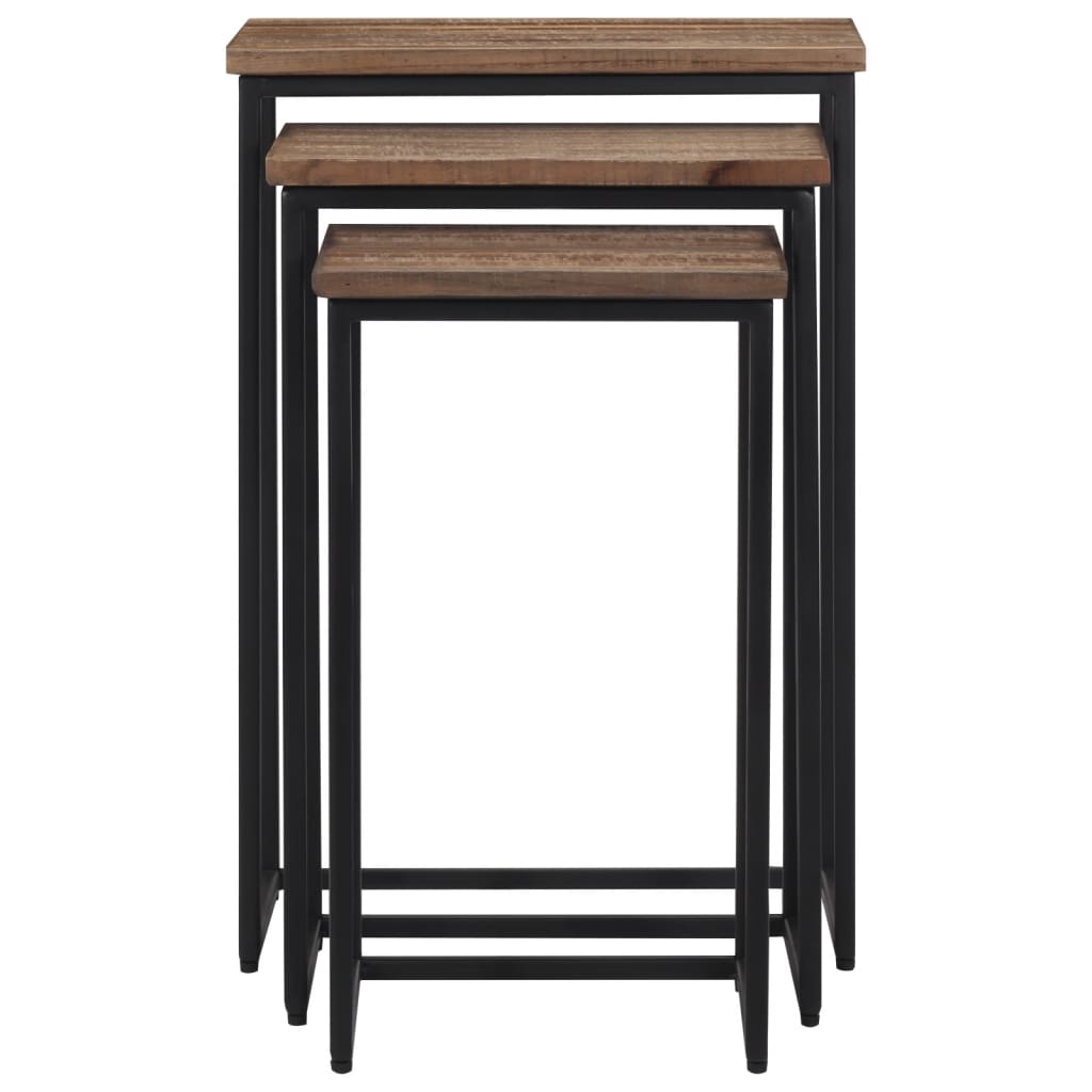 Τραπεζάκια Ζιγκόν 3 τεμ. από Μασίφ Ξύλο Teak