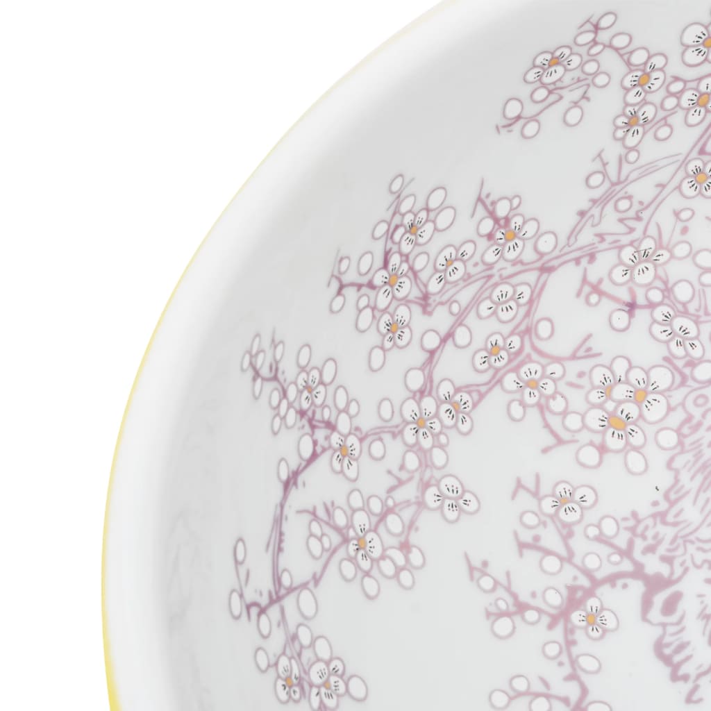 Νιπτήρας Λευκός και Κίτρινος Ø41x14 εκ. Κεραμικός - PAKOBAZAAR