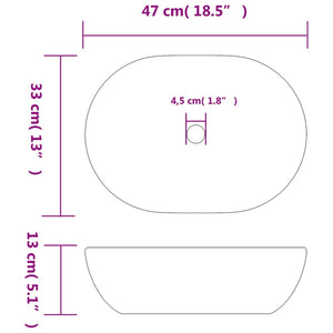 Νιπτήρας Οβάλ Μαύρος και Γκρι 47 x 33 x 13 εκ. Κεραμικός - PAKOBAZAAR