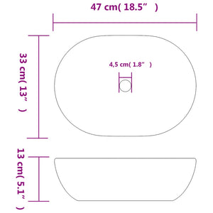 Νιπτήρας Οβάλ Μαύρος και Μπλε 47x33x13 εκ. Κεραμικός - PAKOBAZAAR