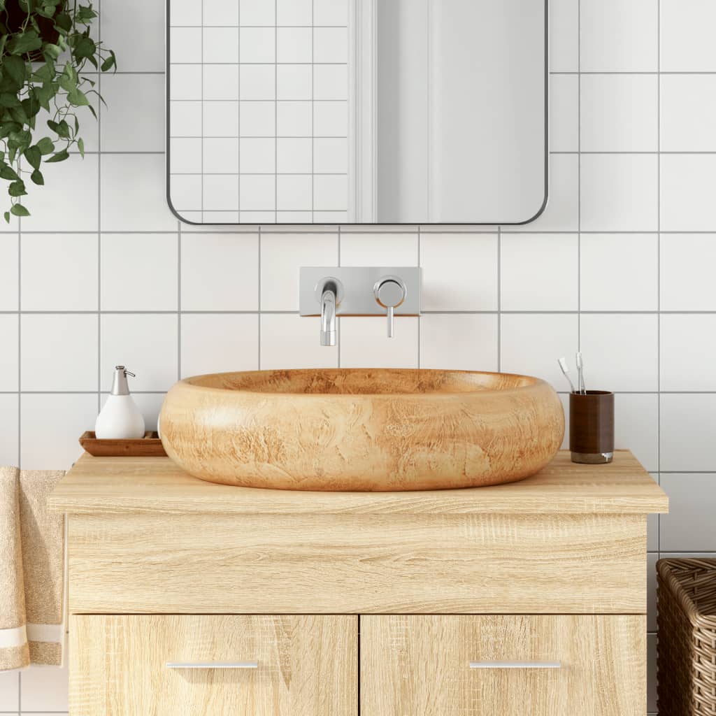 Νιπτήρας Οβάλ Καφέ 59 x 40 x 15 εκ. Κεραμικός - PAKOBAZAAR