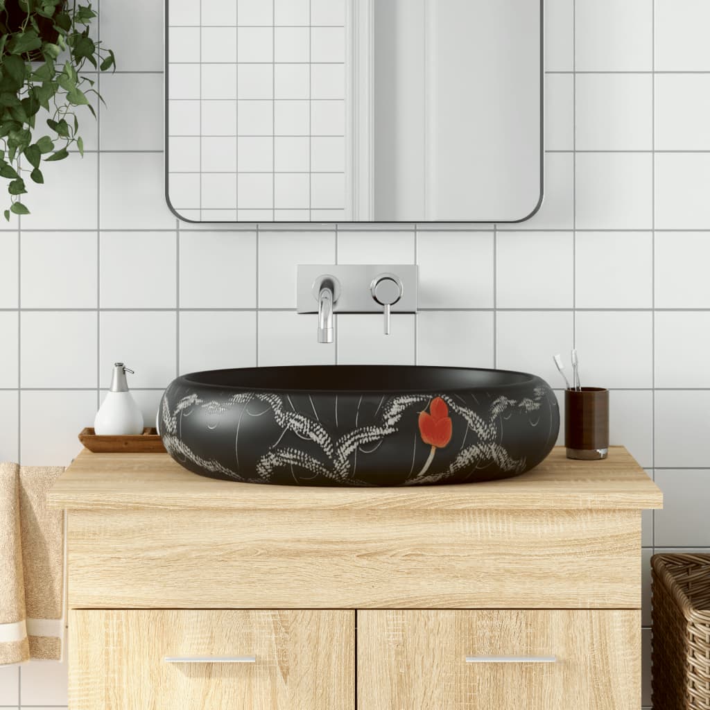 Νιπτήρας Οβάλ Μαύρος 59 x 40 x 15 εκ. Κεραμικός - PAKOBAZAAR