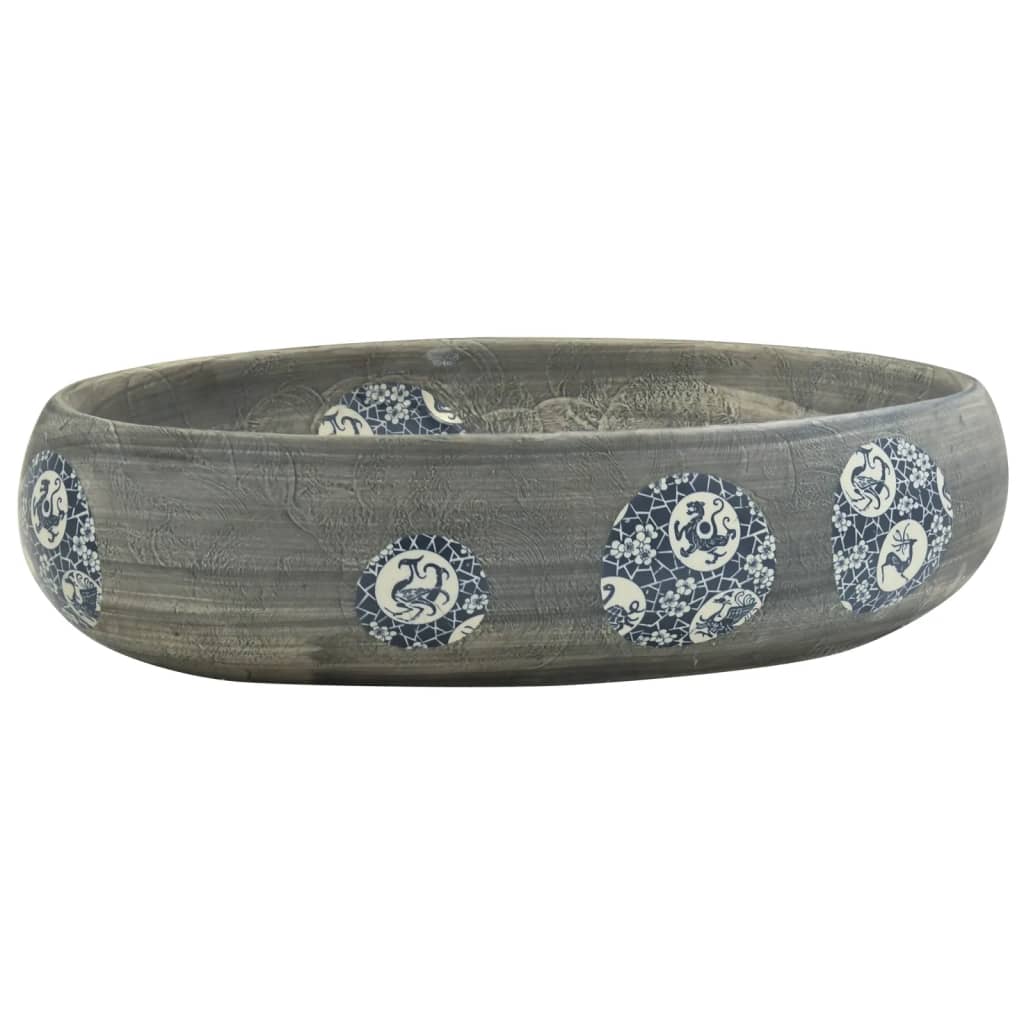 Νιπτήρας Οβάλ Γκρι 59 x 40 x 15 εκ. Κεραμικός - Pakobazaar