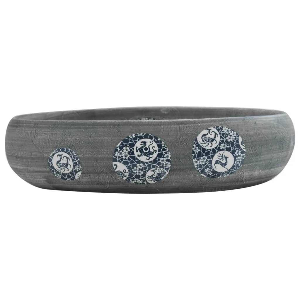 Νιπτήρας Οβάλ Γκρι 59 x 40 x 15 εκ. Κεραμικός - Pakobazaar