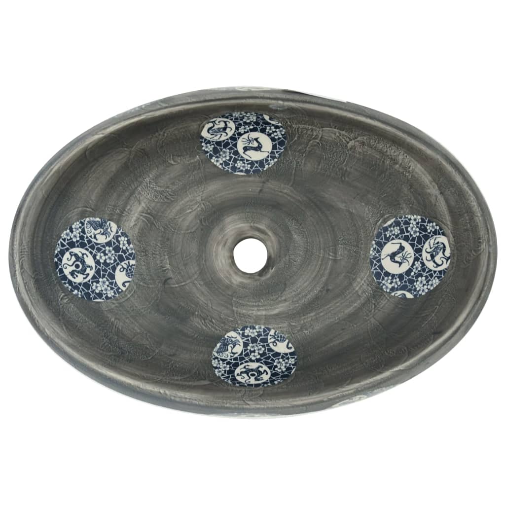 Νιπτήρας Οβάλ Γκρι 59 x 40 x 15 εκ. Κεραμικός - Pakobazaar