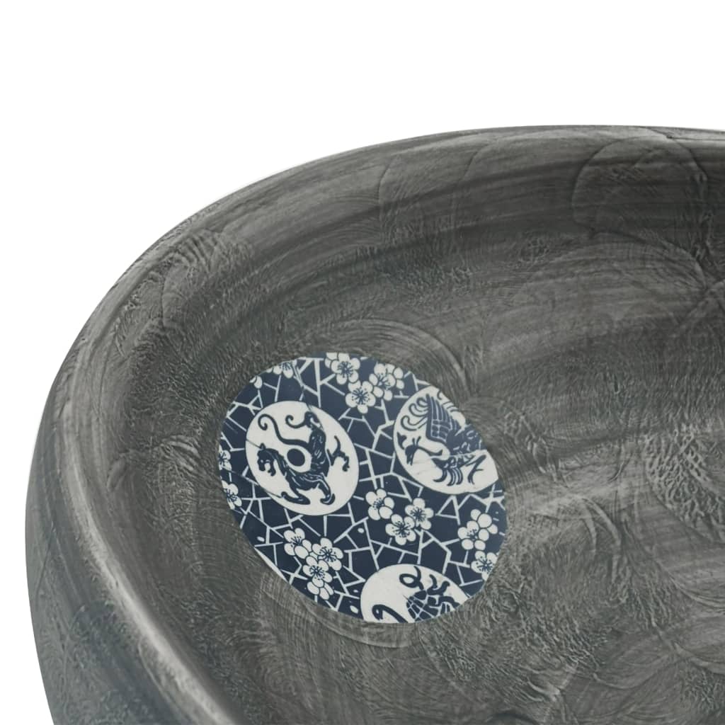 Νιπτήρας Οβάλ Γκρι 59 x 40 x 15 εκ. Κεραμικός - Pakobazaar
