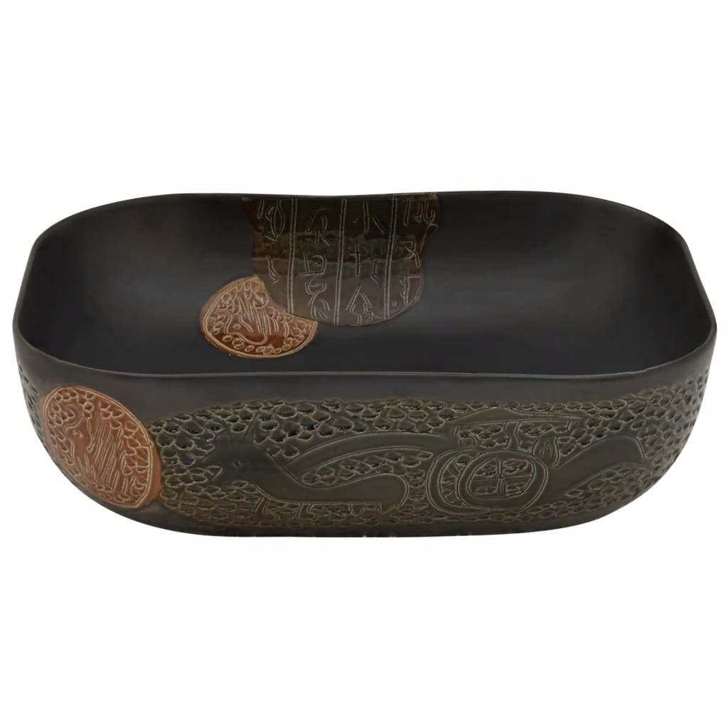 Νιπτήρας Ορθογώνιος Μαύρος 48 x 37,5 x 13,5 εκ. Κεραμικός - PAKOBAZAAR