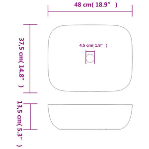 Νιπτήρας Ορθογώνιος Γκρι 48 x 37,5 x 13,5 εκ. Κεραμικός