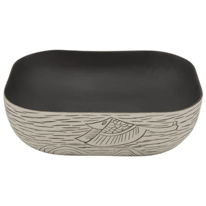 Νιπτήρας Ορθογώνιος Γκρι/Μαύρος 48 x 37,5 x 13,5 εκ. Κεραμικός