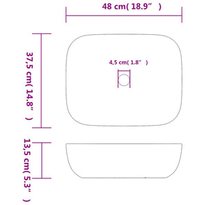 Νιπτήρας Ορθογώνιος Γκρι/Μαύρος 48 x 37,5 x 13,5 εκ. Κεραμικός