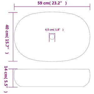 Νιπτήρας Οβάλ Τιρκουάζ 59 x 40 x 14 εκ. Κεραμικός - PAKOBAZAAR
