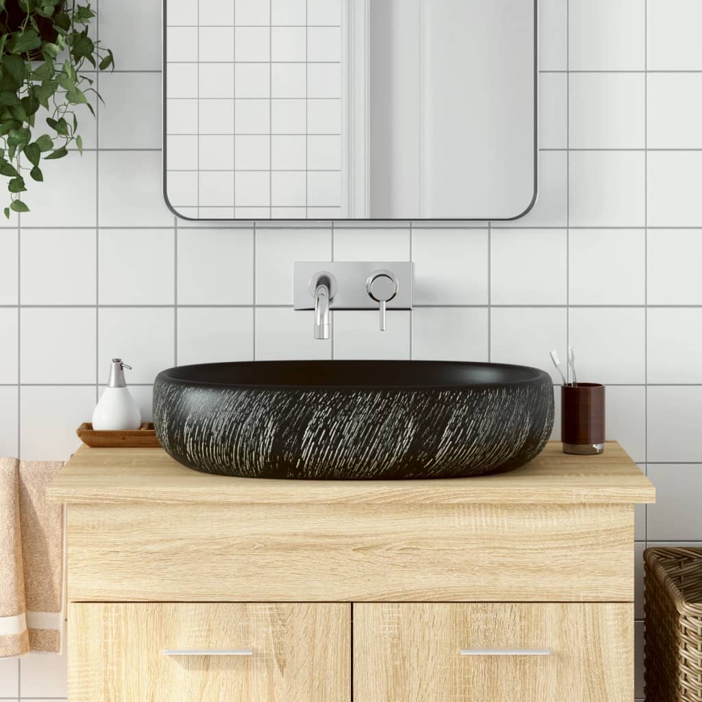 Νιπτήρας Οβάλ Μαύρος 59x40x14 εκ. Κεραμικός - PAKOBAZAAR