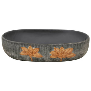 Νιπτήρας Οβάλ Γκρι και Μαύρος 59 x 40 x 14 εκ. Κεραμικός - Pakobazaar
