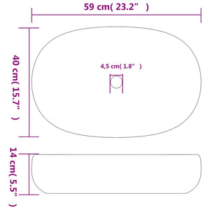 Νιπτήρας Οβάλ Γκρι και Μαύρος 59 x 40 x 14 εκ. Κεραμικός - Pakobazaar