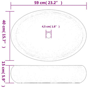 Νιπτήρας Οβάλ Λευκός και Χρυσός 59 x 40 x 15 εκ. Κεραμικός - PAKOBAZAAR