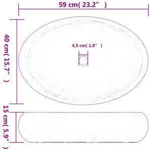Νιπτήρας Οβάλ Μαύρος 59 x 40 x 15 εκ. Κεραμικός