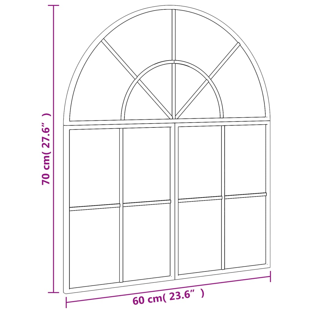 Καθρέφτης Τοίχου Αψίδα Μαύρος 60 x 70 εκ. από Σίδερο - Pakobazaar