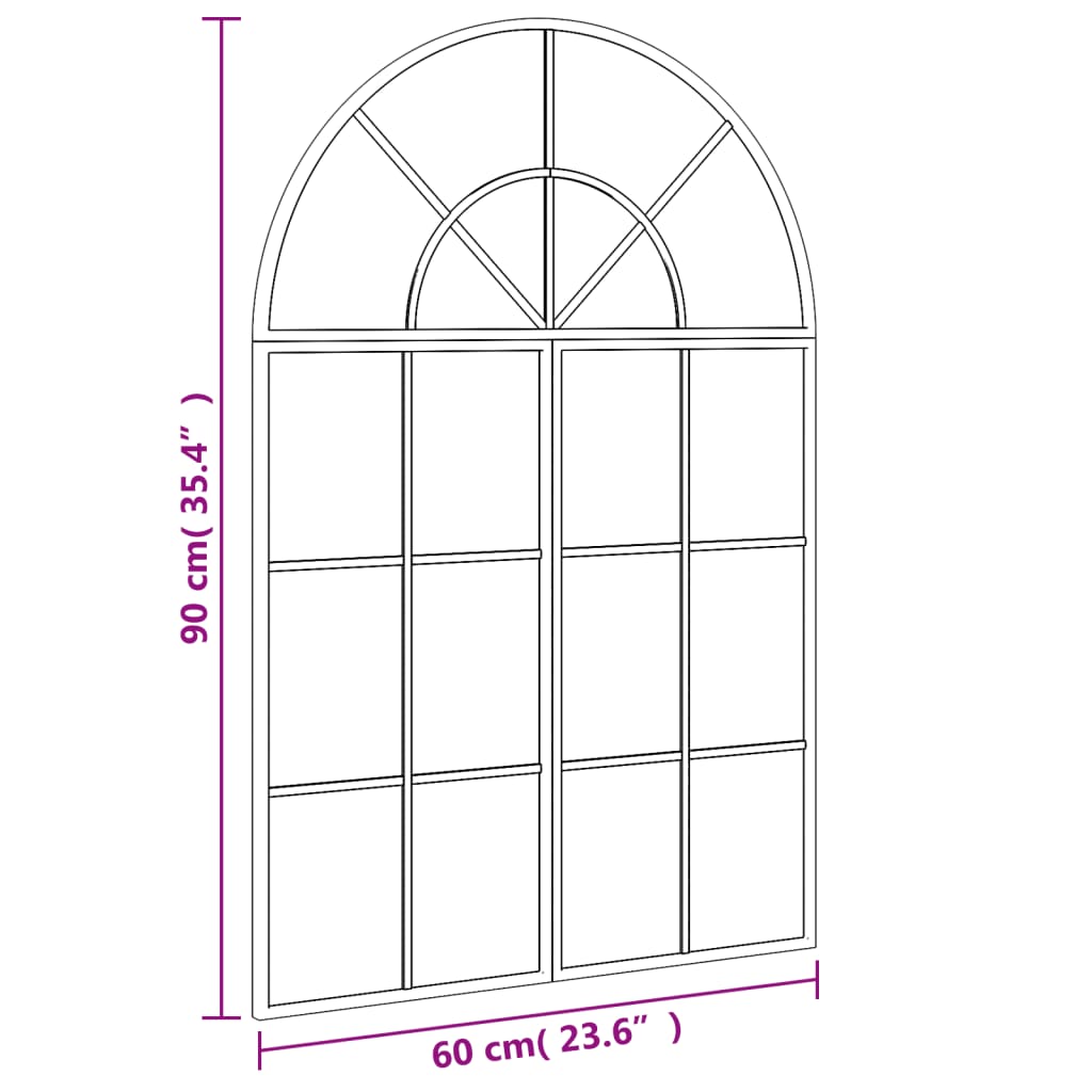 Καθρέφτης Τοίχου Αψίδα Μαύρος 60 x 90 εκ. από Σίδερο
