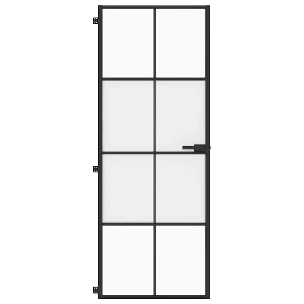 Εσωτερική Πόρτα Μαύρη 76x201,5 εκ. Ψημένο Γυαλί και Αλουμίνιο - PAKOBAZAAR