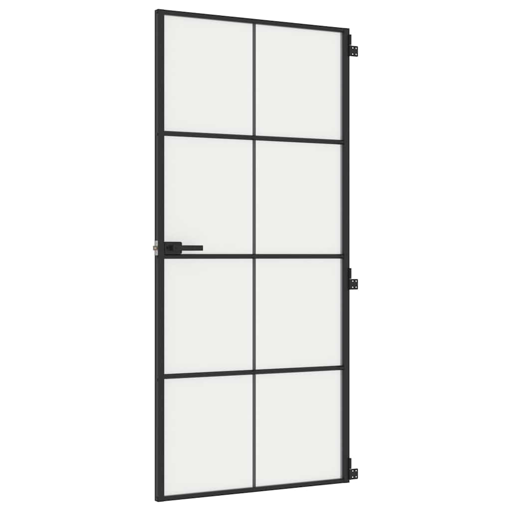 Εσωτερική Πόρτα Μαύρη 93 x 201,5 εκ. Ψημένο Γυαλί & Αλουμίνιο - PAKOBAZAAR