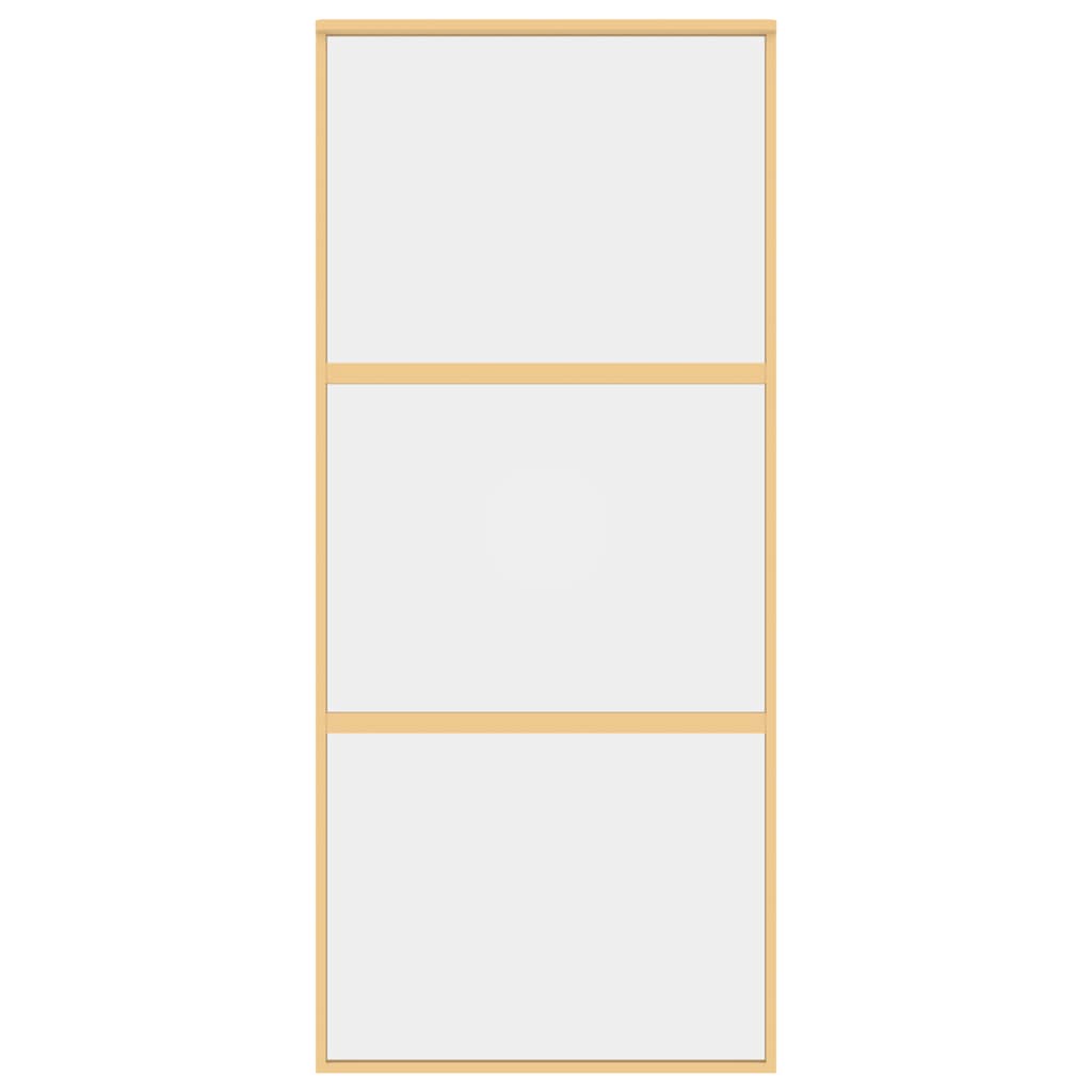 Συρόμενη Πόρτα Χρυσή 90 x 205 εκ. από Γυαλί ESG και Αλουμίνιο - PAKOBAZAAR