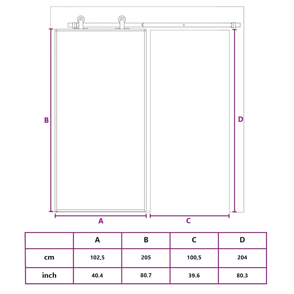 Συρόμενη Πόρτα Χρυσή 102,5x205 εκ. από Γυαλί ESG και Αλουμίνιο - PAKOBAZAAR