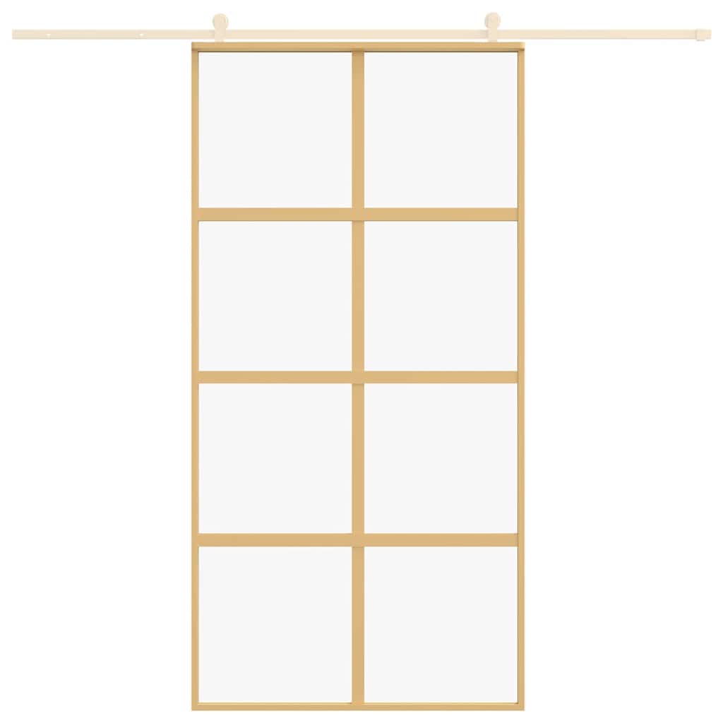 Συρόμενη Πόρτα Χρυσή 102,5x205 εκ. από Γυαλί ESG και Αλουμίνιο - PAKOBAZAAR