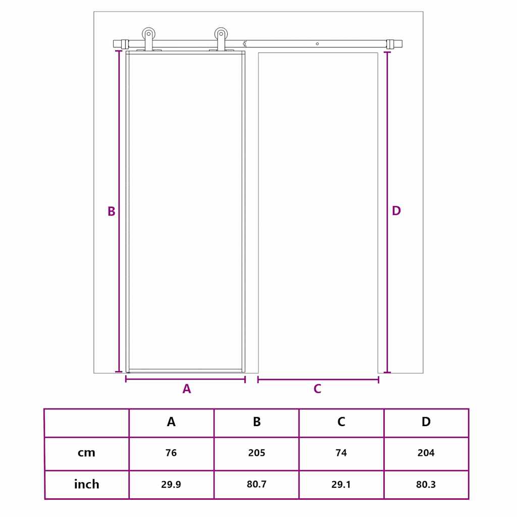 Συρόμενη Πόρτα Χρυσή 76 x 205 εκ. από Γυαλί ESG και Αλουμίνιο - PAKOBAZAAR