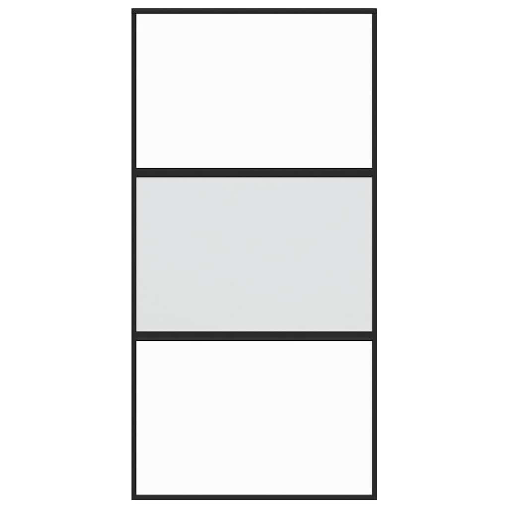 Συρόμενη Πόρτα Μαύρη 102,5 x 205 εκ. από Ψημένο Γυαλί/Αλουμίνιο - PAKOBAZAAR