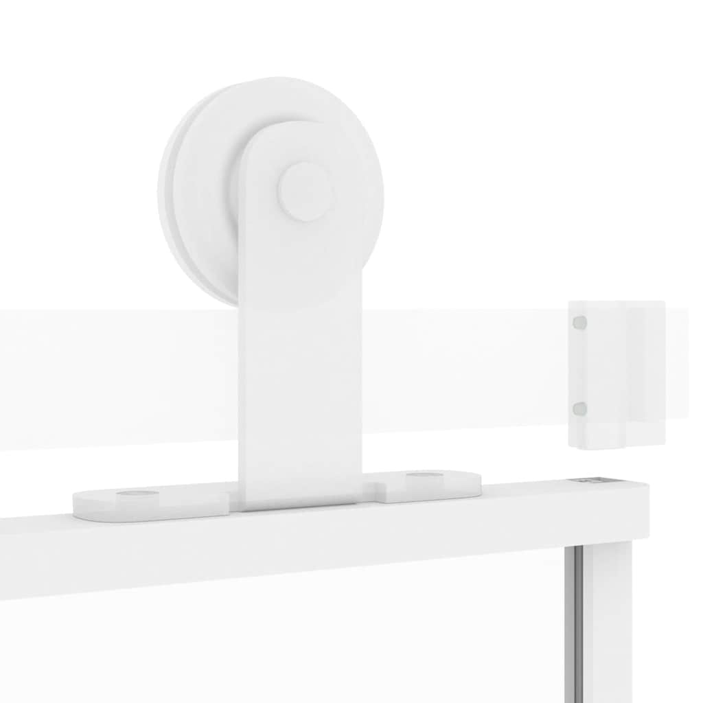 Συρόμενη Πόρτα Λευκή 90 x 205 εκ. από Ψημένο Γυαλί & Αλουμίνιο - PAKOBAZAAR