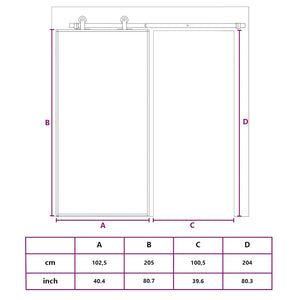 Συρόμενη Πόρτα Μαύρη 102,5 x 205 εκ. από Ψημένο Γυαλί/Αλουμίνιο - Pakobazaar